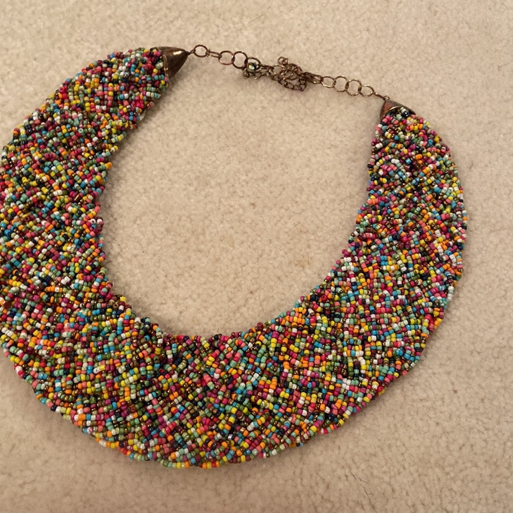 Glass Beaded Statement Necklace - image 6